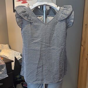 Elegant Black and White Checkered Women's Blouse